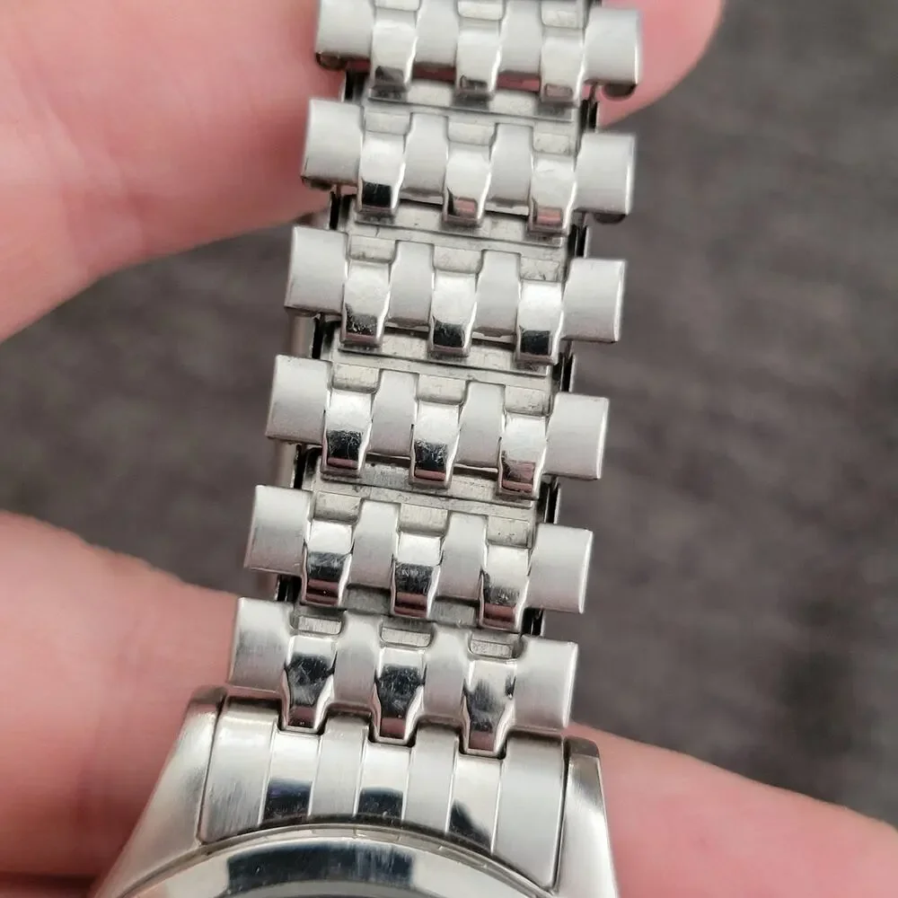 Vintage Timex Indiglo WR 30M Mens Quartz Watch Silver Brown Dial Bracelet